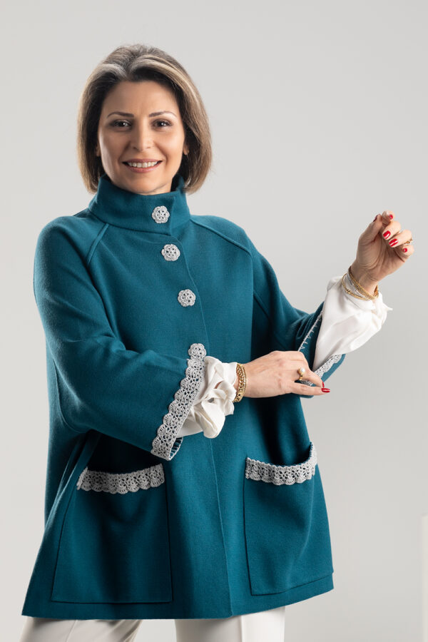 COBALT Pashmina Jacket Enhanced with Crochet Detailing