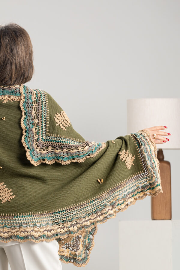 ACACIA Shawl: The Epitome of Artisanal Mastery, 45 Hour Embroidery of ACACIA Leaves with Sandalwood Accents