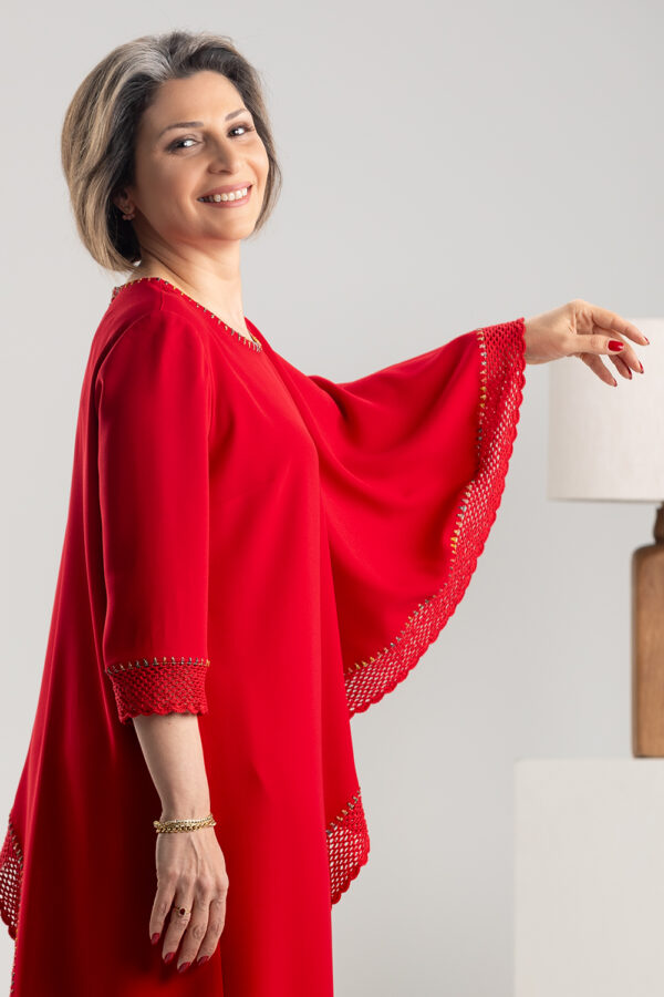 ROMAN Grace: Crepe Elegance with Silken Crochet & Golden Accents