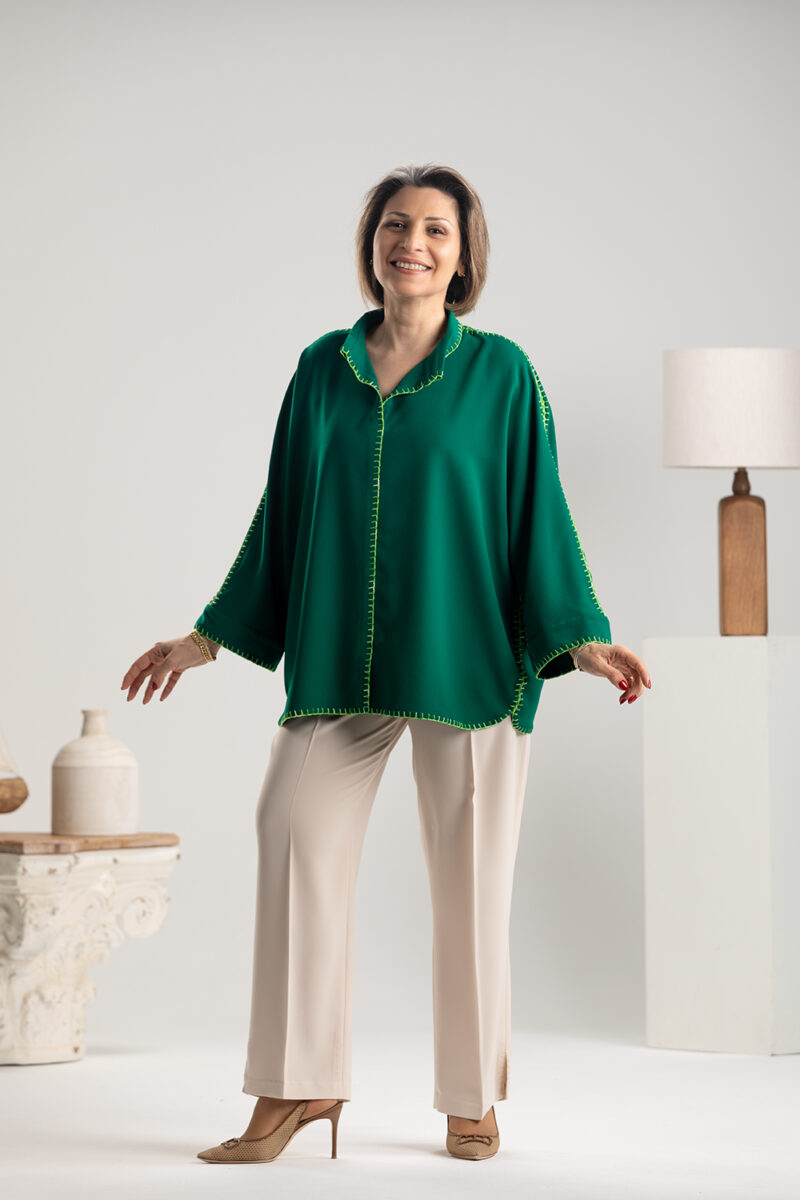 Dilettante Top In Crepe & Silk Crochet Details